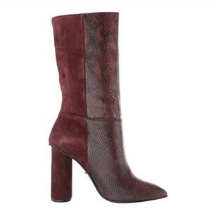 New 42 Gold Kolby Brown Mahogany Maroon  Dark Red Snakeskin boots Heels size 6